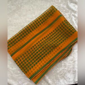 SOLD!! Vintage 50s 60s orange and green polka dot scarf